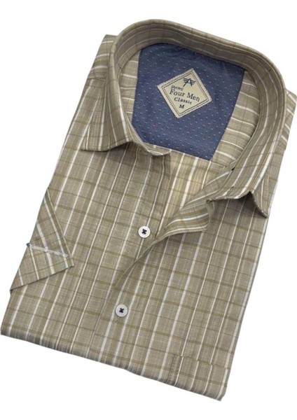 Pamuklu Linen Kumaş Kısa Kollu Erkek Gömlek (Regular Kalıp) fiyatları