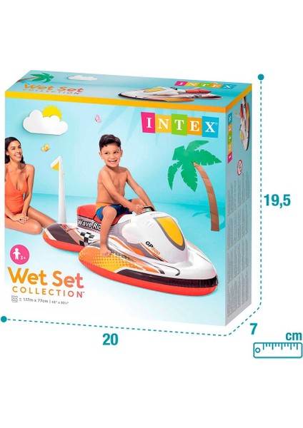 Tutmalı Jetski Binici - Çocuk Şişme Jet Ski - Deniz Binici Motor - Havuz Binici Jetski 117X77 Cm.