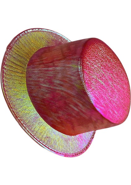 Kırmızı Renk Işıltılı Hologram Kumaş Kaplama Fötr Silindir Şapka Yetişkin Boy fiyatları