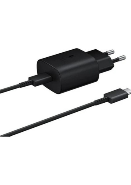 Samsung Type-C 25W Siyah Hızlı Şarj Aleti Başlık ve Kablo