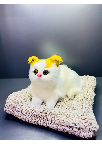 Gerçek Görünümlü Sesli Peluş Oyuncak Kedi 17*22 cm