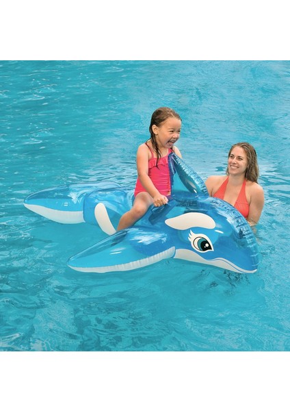 Mavi Balina Binici - Çocuk Şişme Balina - Deniz Binici Balina - Havuz Binici Balina Whale 152X114 Cm.