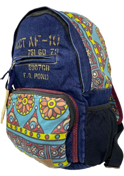 Old Cotton Tek Bölmeli Vintage Disayn Sırt Gezi Çantası North Dakato 30X43CM