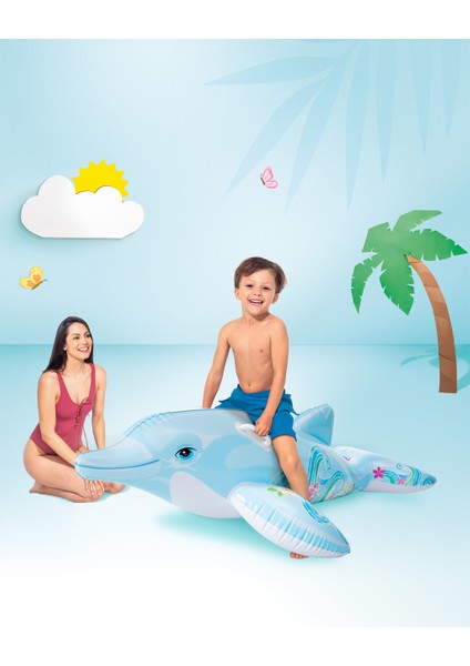 Yunus Binici - Çocuk Şişme Yunus - Deniz Binici Yunus - Havuz Binici Yunus Dolphin 175X66 Cm.