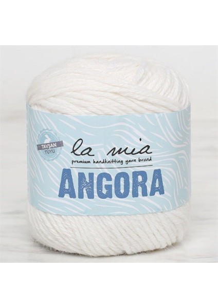 La Mia Angora 50GR Beyaz El Örgü Ipi - L001 - 33804