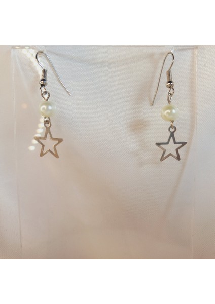 İnci Küpe, İncili Küpe, Barok İnci Küpe, Gümüş Kaplama Yıldız Sallantılı Küpe, Y2k Fairycore Yıldızlı Küpe, Kadın İnci Küpe modelleri