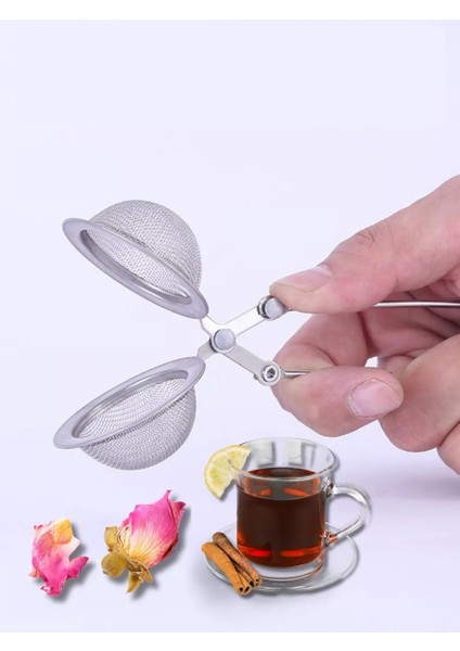 Kıskaçlı Bitki Çayı Filtresi Top Çay Demliği Çay Filtresi Maşası 721230