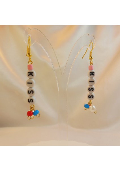 Handmade Kadın Kıss Harf Renkli Kum Boncuk Model Sallantılı Sevgili Arkadaşlık Best Frends Küpe