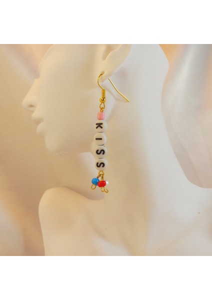 Handmade Kadın Kıss Harf Renkli Kum Boncuk Model Sallantılı Sevgili Arkadaşlık Best Frends Küpe fiyatları