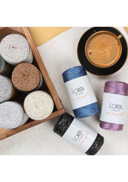 Loren Macrame Sparkle Simli Mavi El Örgü Ipi - Rm 238