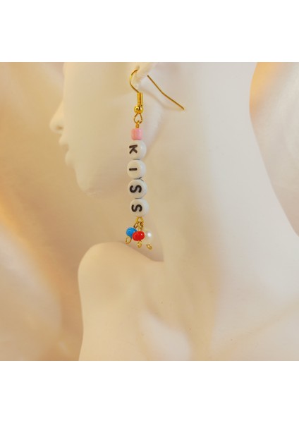 Handmade Kadın Kıss Harf Renkli Kum Boncuk Model Sallantılı Sevgili Arkadaşlık Best Frends Küpe indirimleri