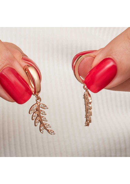 Gümüş Rose Sallantılı Başak Kadın Küpe modelleri