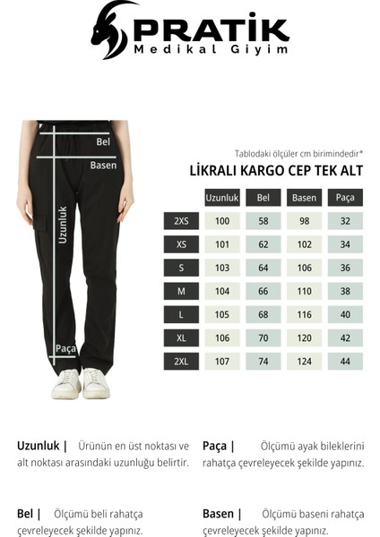 Vişne Likralı Kargo Cep Doktor Hemşire Forması Tek Alt