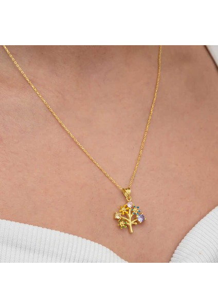 Gümüş Gold Renkli Hayat Ağacı Kadın Kolye fırsatları