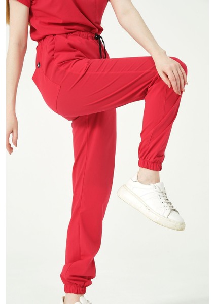 Nar Çiçeği Likralı Jogger Paça Doktor Hemşire Forması Tek Alt