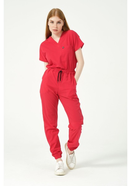 Nar Çiçeği Likralı Jogger Paça Doktor Hemşire Forması Tek Alt modelleri