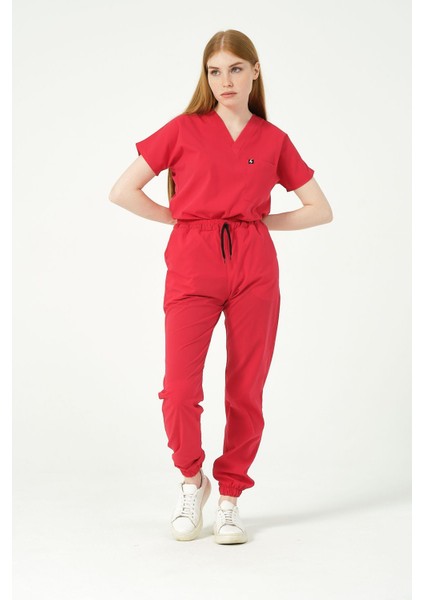 Nar Çiçeği Likralı Jogger Paça Doktor Hemşire Forması Tek Alt fırsatları