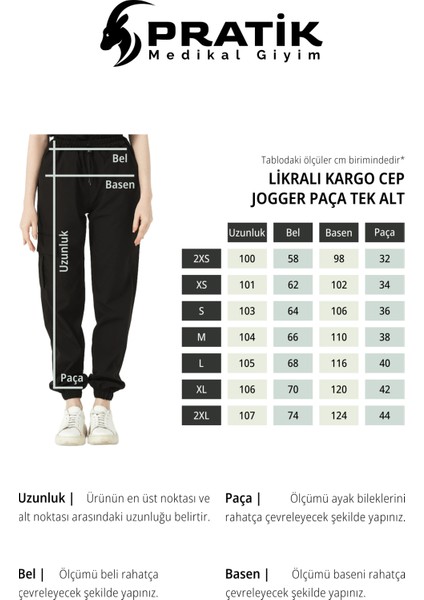 Gül Kurusu Likralı Kargo Cep Jogger Paça Doktor Hemşire Forması Tek Alt