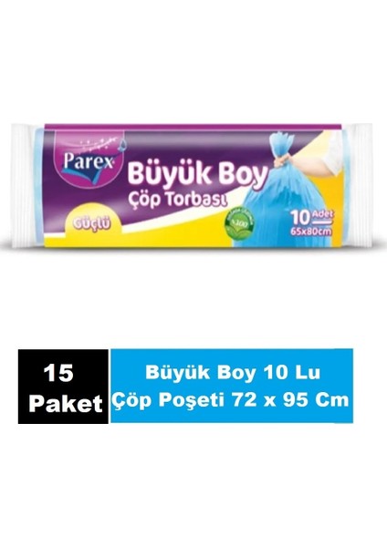 Güçlü Çöp Poşeti Battal Boy 72 x 95 cm 10 Adet - Mavi x 15 Paket