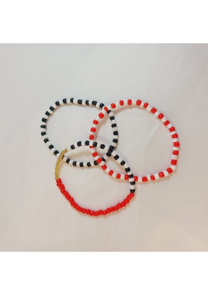 Handmade Uzak Mesafe Çift Sevgili Aşk Özlem Sonsuzluk Hediyelik Tasarımlı 3'lü Sevgili Bilekliği