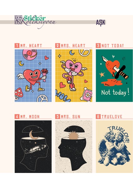 Aşk Temalı Sticker Seti 11'li - Romantik ve Eğlenceli Çıkartmalar - Laptop, Defter, Telefon Için Dekoratif Stickerlar fiyatları