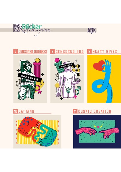 Aşk Temalı Sticker Seti 11'li - Romantik ve Eğlenceli Çıkartmalar - Laptop, Defter, Telefon Için Dekoratif Stickerlar modelleri