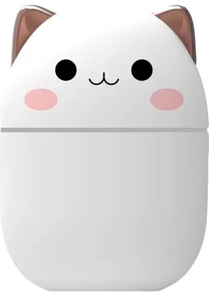 Sevimli Kedi Hava Nemlendirici Ledli Ultrasonik Difüzör 250 ml Beyaz