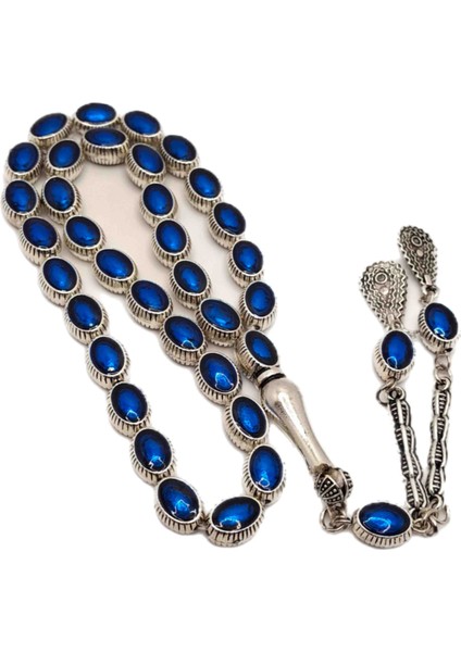 Mavi Mineli Gümüş Benzetme Metal Tesbih fiyatları