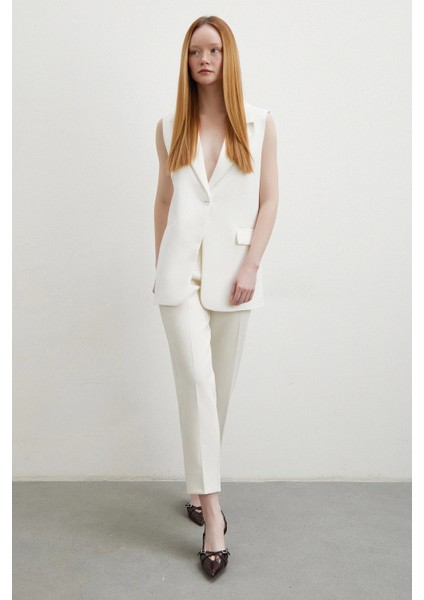 Skinny Kumaş Pantolon Ekru modelleri