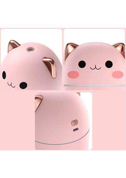 Sevimli Kedi Hava Nemlendirici Ledli Ultrasonik Difüzör 250 ml Pembe fiyatları