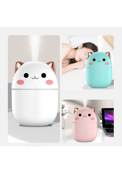Sevimli Kedi Hava Nemlendirici Ledli Ultrasonik Difüzör 250 ml Pembe modelleri
