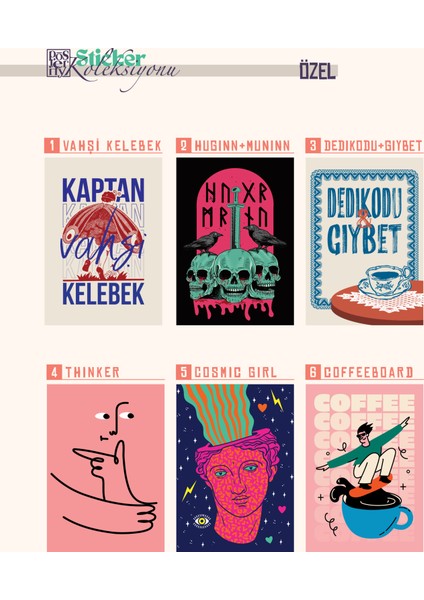 Özel Sticker Seti 11'li - Sanatsal ve Eğlenceli Çıkartmalar - Laptop, Defter, Telefon Için Dekoratif Stickerlar fiyatları