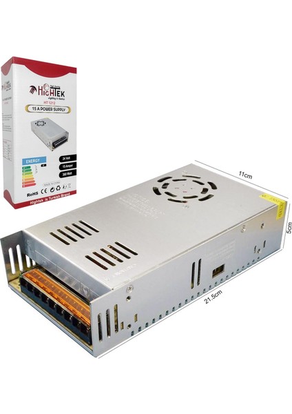 HT-1212 Metal Kasa Adaptör Fanlı 24 Volt 15 Amper