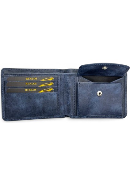 Renlos Klasik Lacivert Deri Cüzdan Kartlıklı modelleri