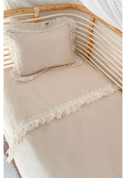 100X150 Sade Düz Fistolu/ Fırfırlı %100 Pamuklu Bebek / Çocuk Nevresim Takımı