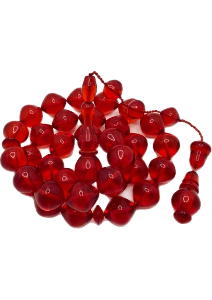 Sığırcık Kesim Büyük Boy Kırmızı Toz Kehribar Tesbih modelleri