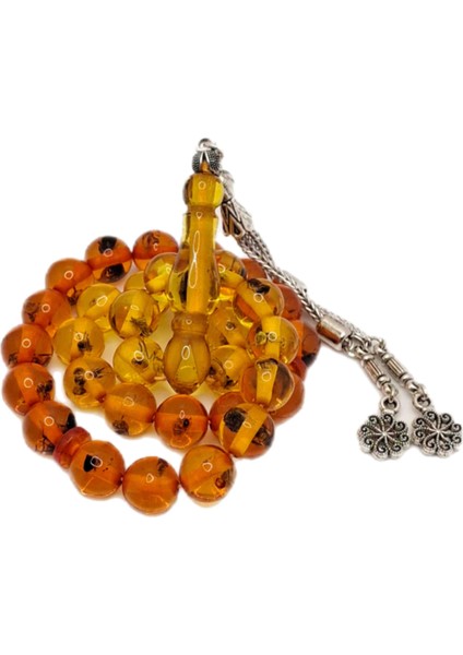 Özel Fosilli Küre Kesim Toz Kehribar Tesbih modelleri