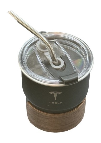 Tesla Logolu Sızdırmaz Kapaklı Pipetli Taşınabilir 300ML Matara (Yurt Dışından)