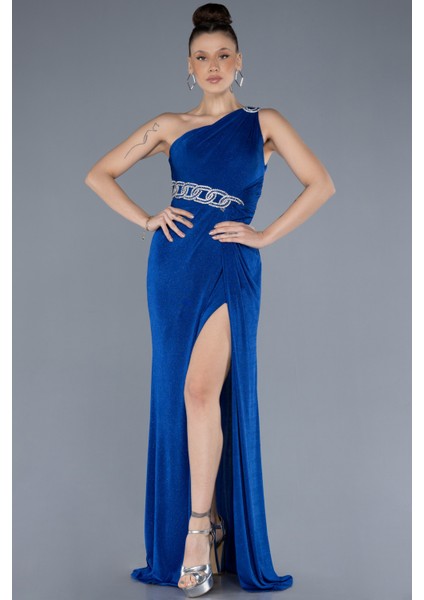 Tek Omuz Yırtmaçlı Uzun Büyük Beden Abiye ABU4601