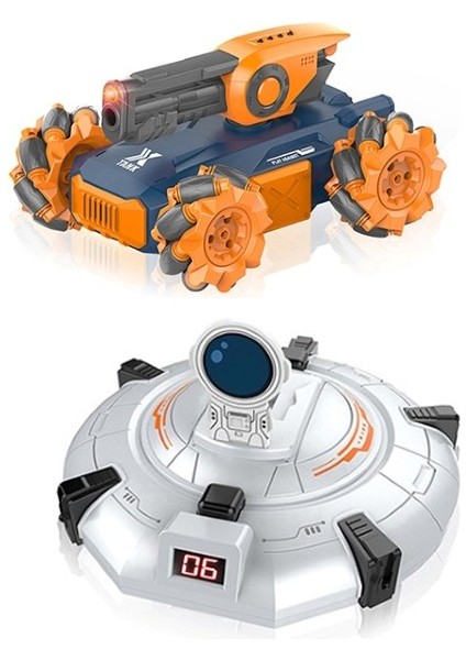 Oyuncak Uzaktan Kumandalı Full Fonksiyon Şarjlı 2,4g Ufo Avcısı Akrobatik Tank Araba