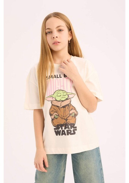 Kız Çocuk Star Wars-Mandalorian Oversize Geniş Kalıp Bisiklet Yaka Kısa Kollu Tişört modelleri