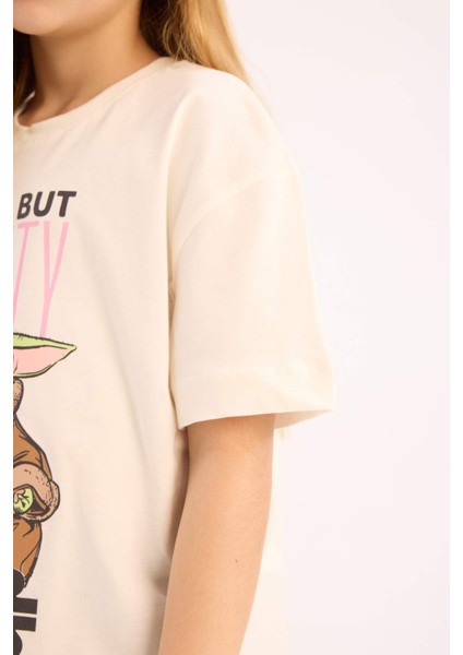 Kız Çocuk Star Wars-Mandalorian Oversize Geniş Kalıp Bisiklet Yaka Kısa Kollu Tişört fırsatları