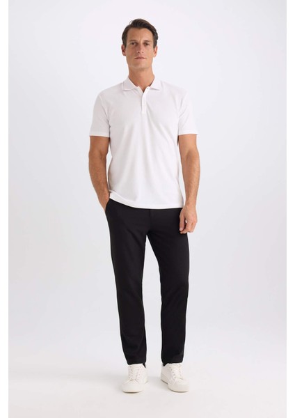 Slim Fit Dar Kesim Polo Yaka Kısa Kollu Pamuklu Basic Düz Tişört M6609AZ25SP fiyatları