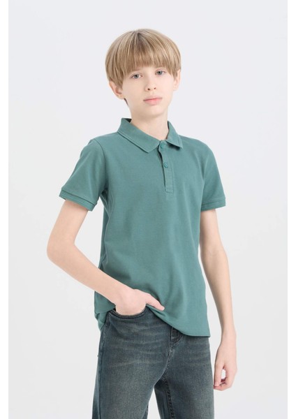 Erkek Çocuk Basic Düz Pike Kısa Kollu Polo Tişört K1689A625SM