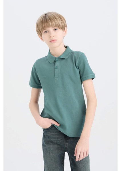 Erkek Çocuk Basic Düz Pike Kısa Kollu Polo Tişört K1689A625SM