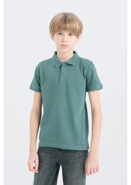Erkek Çocuk Basic Düz Pike Kısa Kollu Polo Tişört K1689A625SM