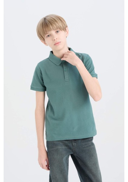 Erkek Çocuk Basic Düz Pike Kısa Kollu Polo Tişört K1689A625SM