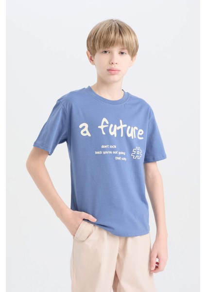 Erkek Çocuk Bisiklet Yaka Baskılı Kısa Kollu Tişört D9259A825SM modelleri