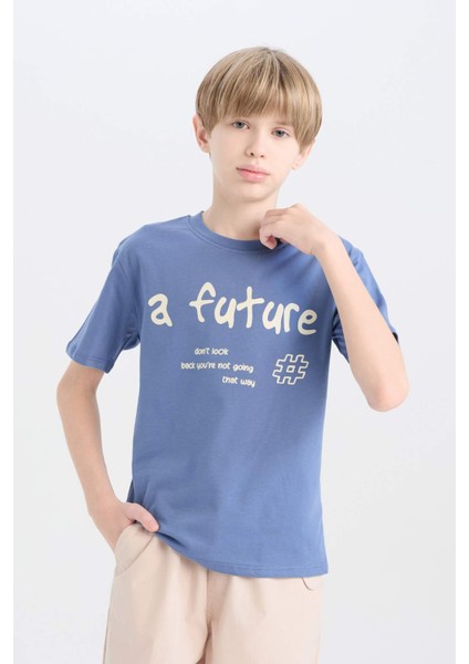 Erkek Çocuk Bisiklet Yaka Baskılı Kısa Kollu Tişört D9259A825SM fırsatları