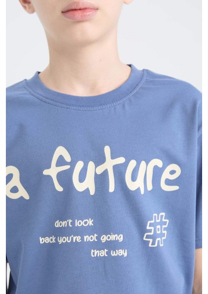 Erkek Çocuk Bisiklet Yaka Baskılı Kısa Kollu Tişört D9259A825SM indirimleri